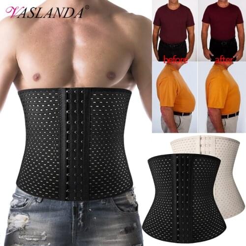 Men Waist Trainer Corsets Slimming Body Shaper Weight Loss Fitness Sweat Belt Tummy Control Compression Shapewear Belly Girdles
