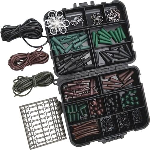 Carp Fishing Tackle Box Set Fishing Weights Safety Clips Hooks Hair Rigs