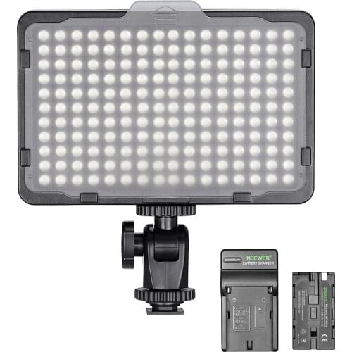 Neewer 2 Pieces 176 LED Dimmable on Camera Light Kit for Photo Video Shooting,Includes:LED Light + Battery + Battery charger