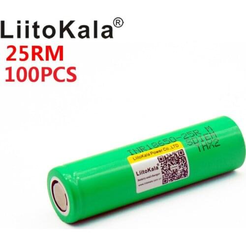 Wholesale 100pcs LiitoKala 18650 2500mah INR1865025R 20A discharge lithium batteries High power discharge Battery 18650 2500 25R