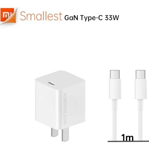 Original Xiaomi GaN Travel Charger 33W 11V=3A Max For Redmi K30 Ultra 1/2 Size Cable USB Type-C Output PD Quick Charge 5V/9V=3A