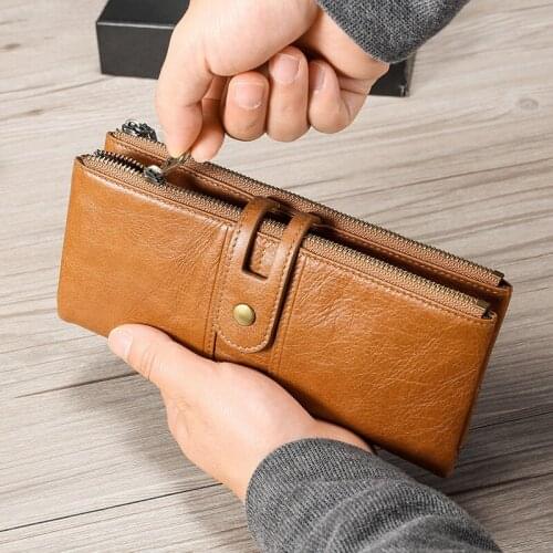 OUSSON Multi-Color Fashionable Casual Large Capacity Cash And Card Bag Soft Leather Women Long Wallet