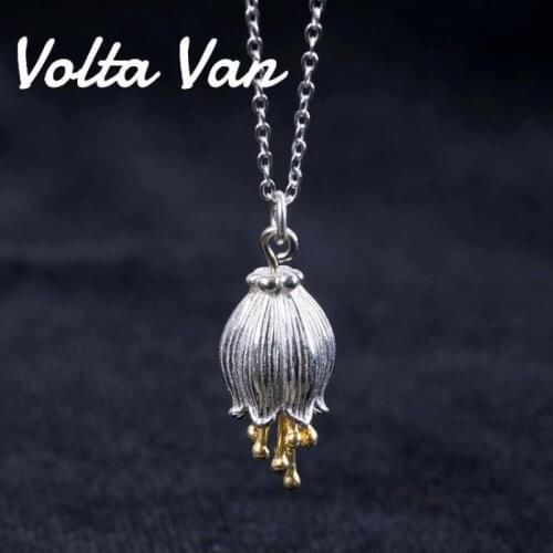 Volta Van Vintage Pendant Necklaces 925 Sterling Silver Elegant Fine Jewelry 2021 New Campanula Concise Retro Design Necklace