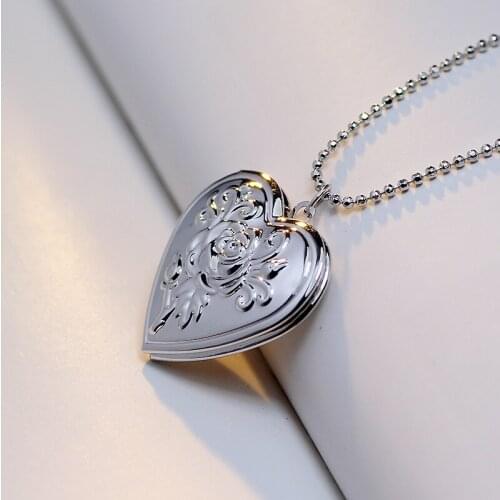 Heart Rose Pattern Pendant Jewelry For Women Gold Color Heart Open Heart Pendant Necklace With Chain YTA69