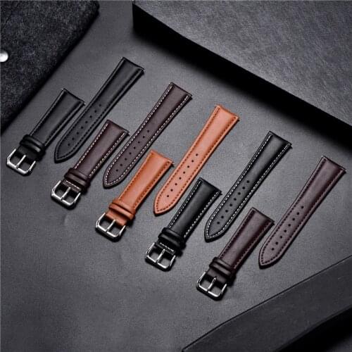 Calfskin Watch Strap 16mm 18mm 20mm 22mm 24mm Soft Genuine Leather Watchbands Men Women Replace Watch Band Steel Buckle