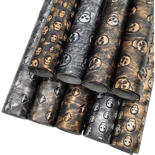 Retro and Vintage Design Pattern Embossed PU Faux Artificial Leather Fabric Sheet For Making Craft/Decorative/Hair Bow