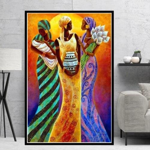 Scandinavian Canvas Paintings African Woman Portrait Oil Posters and Prints Wall Picture for Living Room Wall Decoration Cuadros
