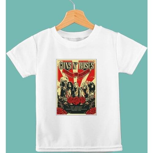 90s Harajuku Vintage Tees Guns N' Roses Rock Boys and Girls Clothes American Streetwear Trend Kids T Shirt Grunge Aesthetic