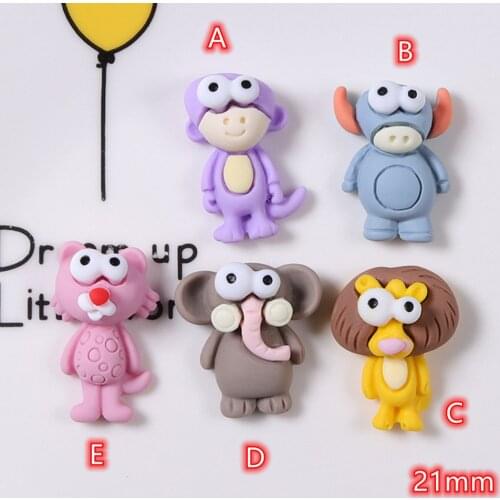 Animals Monkey Resin Decoration Crafts 20pcs Cartoon Elephant Flatback Cabochon Scrapbooking Fit Hair Clips Embellishments Beads