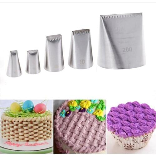 1/3/5Pcs Stainless Steel Cake Icing Piping Nozzle Basket Weave Pastry Tips Cake Cream Cupcake for Sugar Craft Decorating Tools
