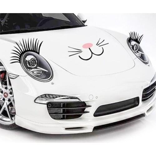 1 Pair 3D Vehicle False Eyelashes Sticker Funny Headlight Fog Lamp Decal Badge for Car Auto Decoration