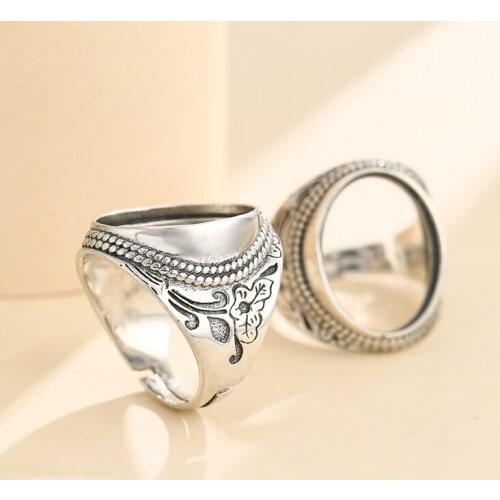 13.5*18.5mm 925 STERLING SILVER mens Semi Mount Bases Blanks base blank Pad VINTAGE ring Setting set jewelry A5459