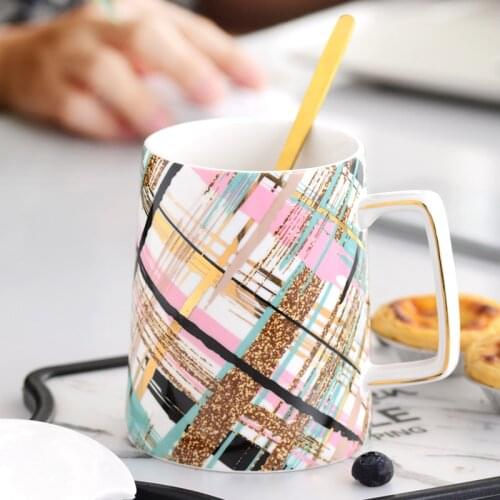 450ML (15oz) Geometric Series Ceramics Mugs coffee mug Milk Tea office Cups Drinkware the Best birthday Gift with Gift Box