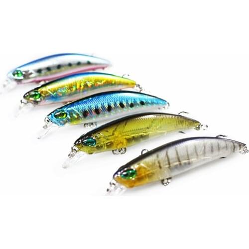 5PCS/Lot Hard Minnow Bait 6.5cm 4g Crankbaits 3D Eyes Fishing Lures With 2 Treble Hooks