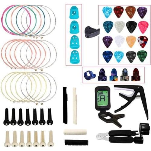 Guitar Accessories Set Capo+Picks+Strings+3-in-1 String Changing Tool Set Guitar Repair Tools for Electric Guitar Parts