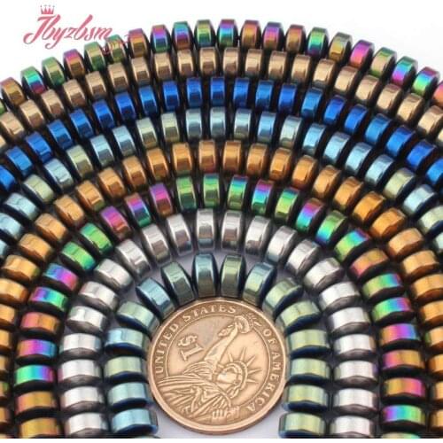 5x8mm Heishi Beads Smooth Hematite Stone Spacer Beads For Women Men DIY Accessories Necklace Bracelet Earring Jewelry Making 15"