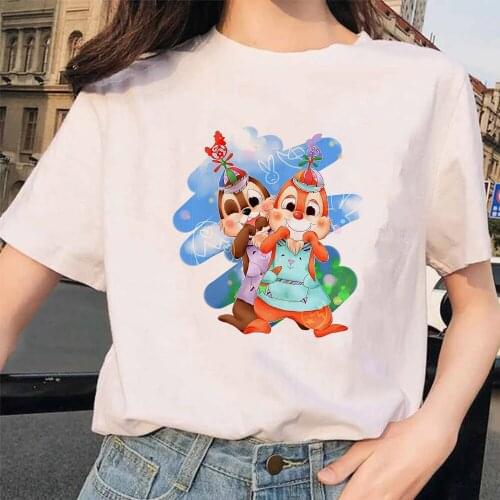 Harajuku T Shirt Women Summer Tops Cartoon T-shirt Kawaii Disney Chip and Dale Graphic Tees Dropship