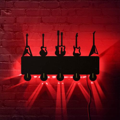 Guitars Household Towl LED Lighting Hook Music Instrument Multi-Purpose Wall Coat Keys Hanger Holder Home Decor Music Lover Gift