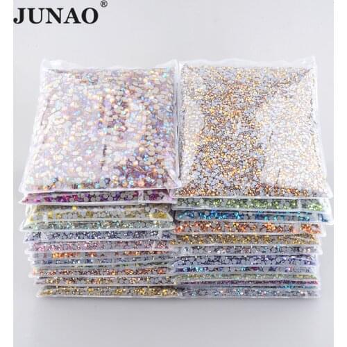 JUNAO Wholesale SS6 8 10 16 20 30 High Quality Citrine AB Glass Crystal Hot Fix Rhinestones Iron On Glitter Stone In Bulk