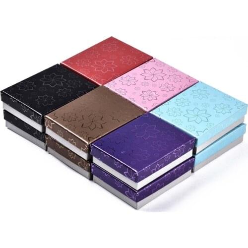 12pc Tone Flower Cardboard Jewelry Boxes For Rings Earring Necklaces Mixed Color Storage Gifts Display Boxes
