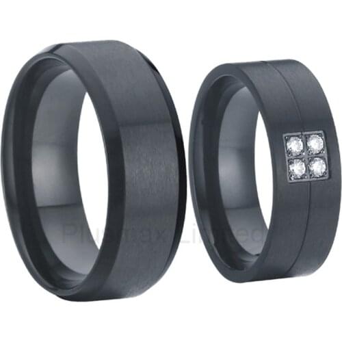 China jewelry factory Couple men and women black wedding band titanium anniversary rings