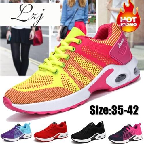 Fashion Women Lightweight Sneakers Running Shoes Outdoor Sports Shoes Breathable Comfort Ladies Sneakers Air Cushion Lace Up
