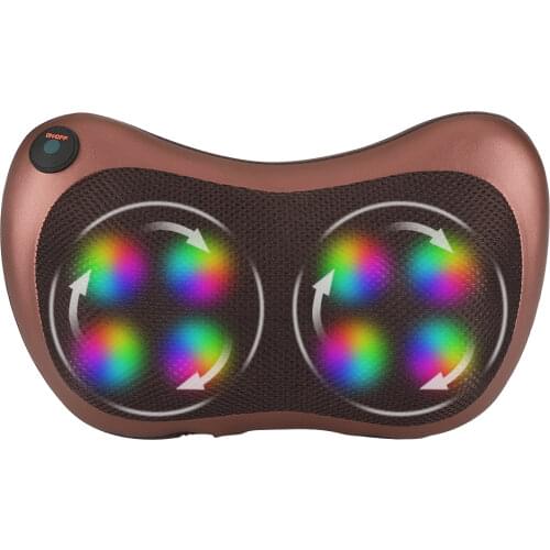 Massage Pillow Neck Back Shoulder Heat Shiatsu Roller Kneading Heating Massager Pillow for Home Car Use (EU Plug)