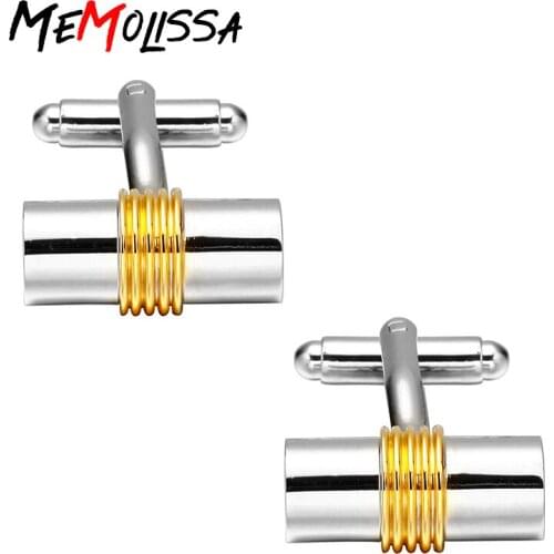 MeMolissa 3 pairs Cylinder Design Cufflinks interesting Silver Column Festival Fashion Dress Shirt Mens Jewelry Cuff Links