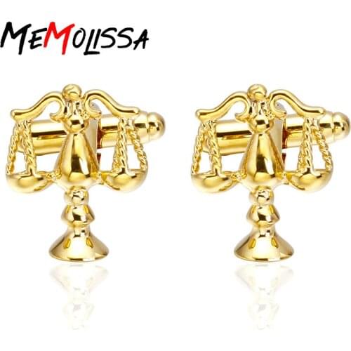 Memolissa Luxury Balance Scale Shirt Cufflinks for Mens Gifts Brand Cuff Button Gold Cuff link High Quality Abotoaduras Jewelry