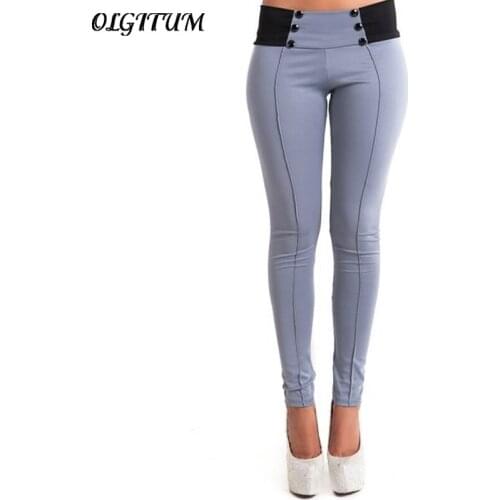 Fashion Women Pants 2019 New Casual Slim Pencil Pants Solid Color Elastic Waist Straight Pants Gray/black/White S-XL