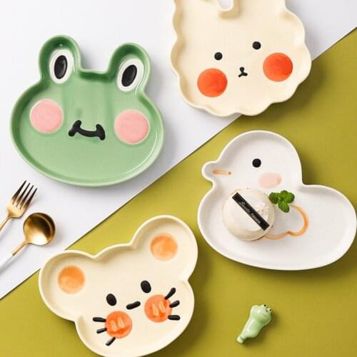 Cartoon Baby Tableware Dessert Plate Bread Plate Cartoon Cute Animal Frog Tray Rabbit Cake Stand Snack Fruit Dishes Food Plate