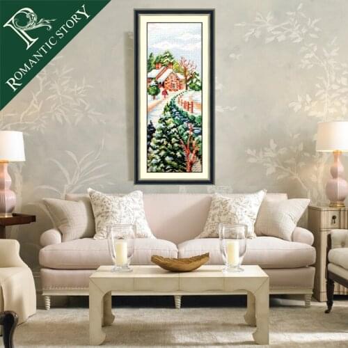 Home DIY cross-stitch material package landscape painting four seasons of winter hand embroidery DMC embroidery knitting kit