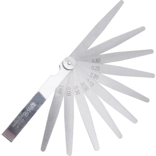100B 17 Blade Stainless Steel Filler Feeler Gauge Measurement Tool with Adjustable Nut and 0.02 - 1.00mm Measuring Range