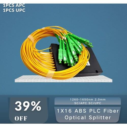 Single Mode 1X16 ABS PLC Fiber Optical Splitter 1260-1650nm SC/APC SC/UPC 2.0mm Pigtails High Quality Low Price
