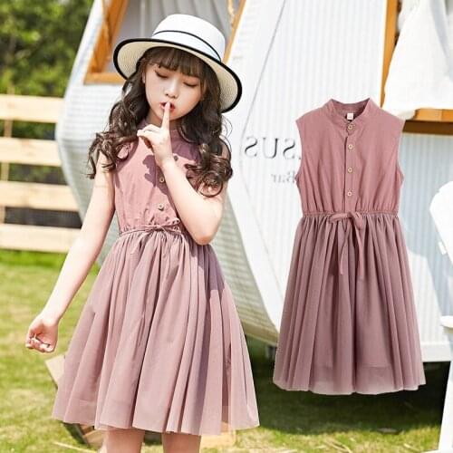 Vintage Summer Girls Dress Kids Princess Mesh Party Dresses Back To School Clothes Kids Dresses for Girls 4 5 7 9 11 13 Year Old