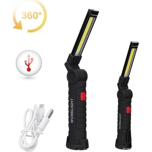 Portable COB Flashlight Torch USB Rechargeable LED Work Light Magnetic COB Lanterna Hanging Lamp For Outdoor Camping