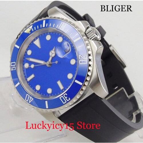 Luxury High Quality Sterile Dial Sapphire Glass 40mm Blue Dial Ceramic Bezel Automatic Mens Watch