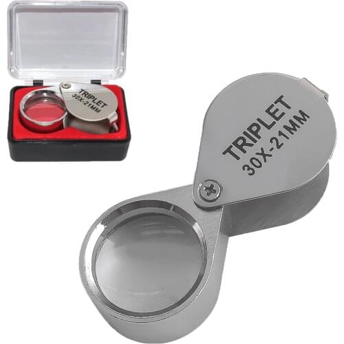 10X 20X 30X Folding Jewllery Loupe Portable Magnifying Glass Pocket Size Lovely Jewllery Magnifier Glasses Magnification Metal