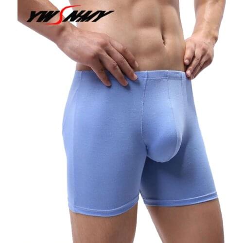 Mens Bamboo Fiber Underwear Boxers Long Man U Convex Boxer Homme Slip Panties Mens Long Leg Underpants Hombre Brand Boxershorts