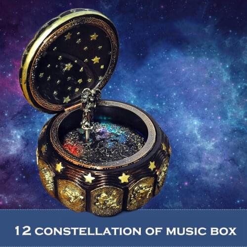 Creative 12 Constellation Music Box Led Flashing Lights Musical Boxes for Boy Love Girls Valentines Day Birthday Gift