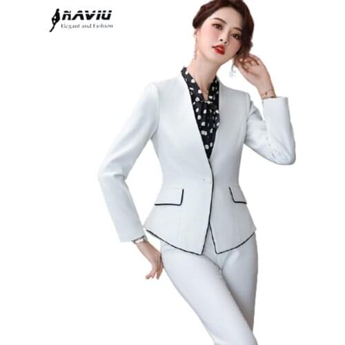 High-end Professional Temperament Women Fashion Pants Suits Autumn Formal Long Sleeve Blazer Sets Office Ladies Work Wear