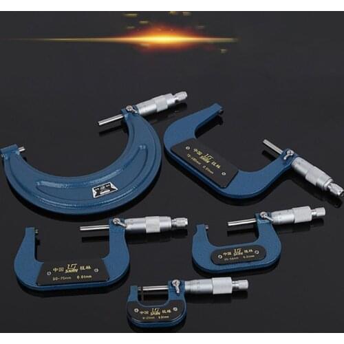 High Precisio Outside Micrometer Resolution 0.01MM Gauge Outside Metric Micrometer High Strength Metal Measuring Instrument