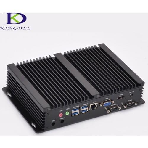 Windows 10 cheap fanless mini industrial pc with max 16GB RAM mSATA SSD Intel i3 5005u CPU 2 COM Ports Mini Desktop Gigabit LAN