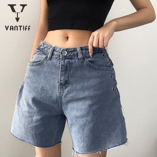 2020 Summer Women Jeans Fashion Street Chain Design Hollowed Out High Waist Jeans for Women Streetwear Patchwork Trousers