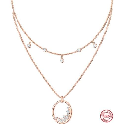 2020 New Fashion Charm Pure 925 Silver Original 1:1 Copy, Simple Design Round Layer Fashion Necklace Female Luxury Jewelry Gifts