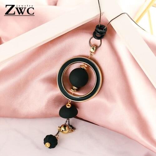 ZWC Bohemia Fashion Elegant Sweater Chain Long Metal Necklaces For Women Vintage Ethnic Round Wooden All-match Necklace Jewelry