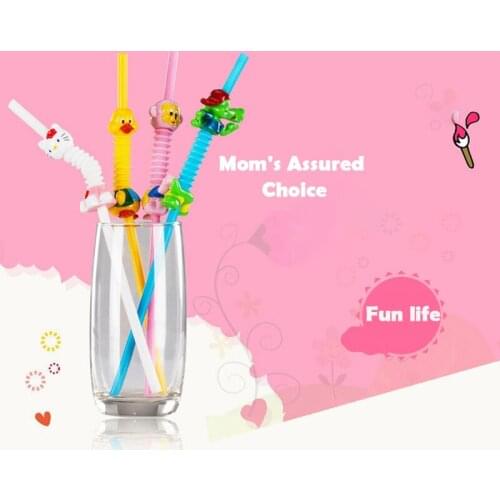1PC Cat/Dog/Bear Plastic Straws Fun Colorful Drinking Straw Dinosaur Party Supplies Birthday Party Decorations Kids Baby Shower