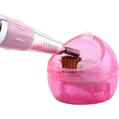 1pc Nail Drill Bit Clean box nail art drill Cleaner Electric Manicure device head polish ball accessories hardware tools