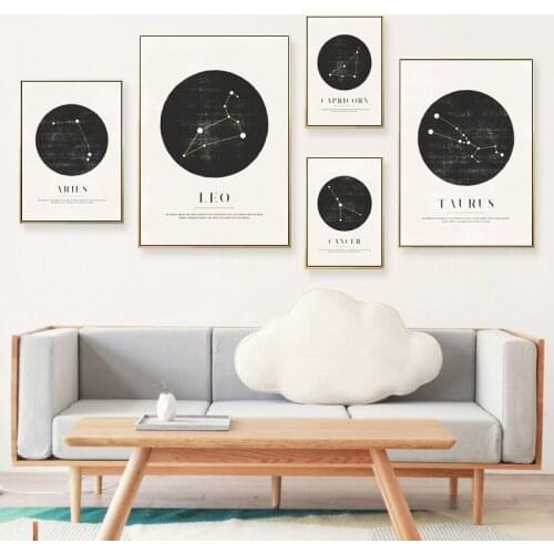 12 Constellations Character Quote Retro Picture Home Decor Nordic Canvas Painting Wall Art Posters and Prints for Living Room