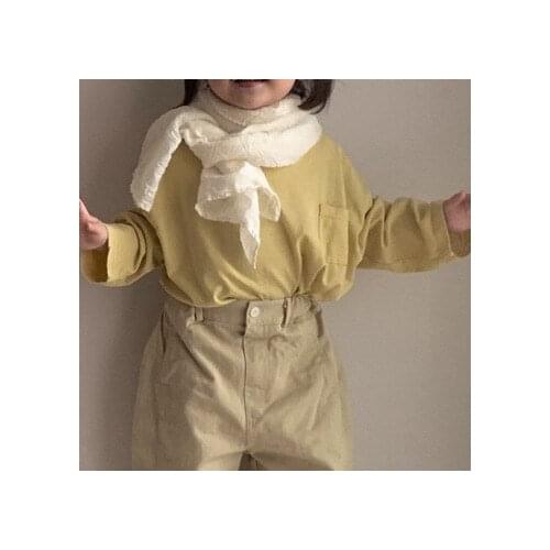 2020 autumn childrens clothing new boys and girls fashion pocket cotton long-sleeved wild casual T-shirt